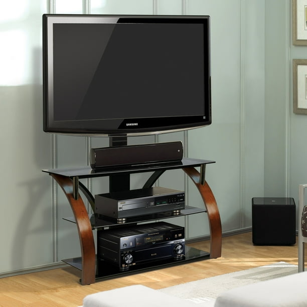 BellO Triple Play 44 in. Universal Flat Panel TV Stand Vibrant Espresso/Black