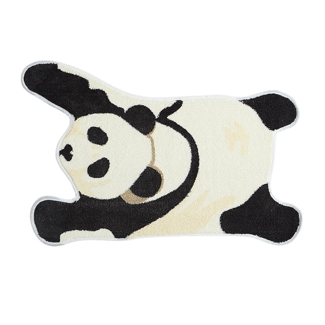 50x80cm Panda Flocking Door Mat Water Absorbent Non-Slip Floor Pad for Home Bedroom Bathroom