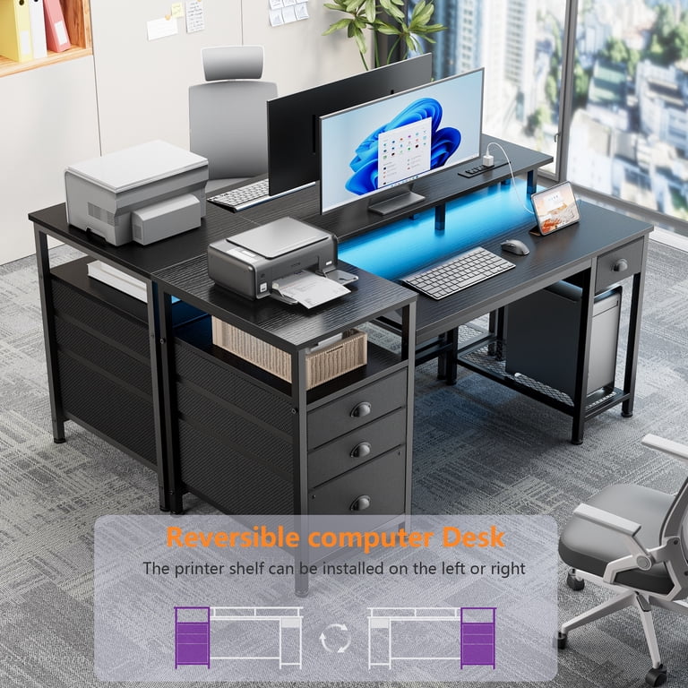 Satifur 51-Inch Gaming Desk with Monitor Platform, Black photo 8