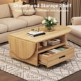 thumbnail image 4 of IBF Oval Coffee Table with Drawer, Foldable Living Room Table with Storage, Multifunctional Wood Center Table for Living Room, Extendable Rolling Tea Table with Wheels for Home Office, Oak, 47 Inch, 4 of 18