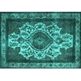 thumbnail image 1 of Ahgly Company Machine Washable Indoor Rectangle Oriental Turquoise Blue Industrial Area Rugs, 7' x 10', 1 of 4