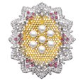 thumbnail image 1 of Fleur en Forme de Perle Broche en Strass Mariage Mariée Fleur Badge Rond en Forme d'Épingle de Poitrine Bijoux BC18Y0807-1, 1 of 9