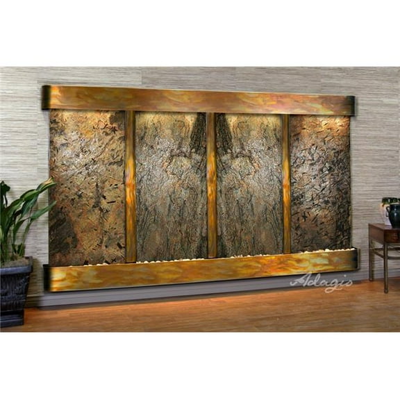 Adagio RFR1002 Regal Falls Round Rustic Copper Green Natural Slate Wall Fountain