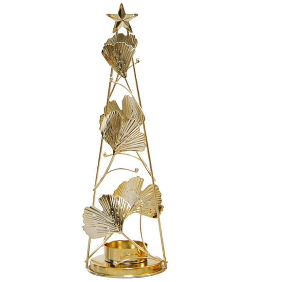 Christmas Candle Holder Iron Ginkgo-leaf Tealight Holder Tabletop Adornment