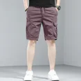 thumbnail image 3 of Pantalones cortos para hombre, pantalones cortos de trabajo color caqui para hombre, pantalones cortos cargo ajustados de algodón con botones para hombre, pantalones grandes y altos, elásticos, cómodo, 3 of 5