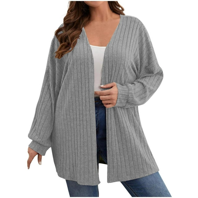 Ohufall Womens Fall Cardigans Knit Comfy Open Front Casual Cardigans Lightweight Long Sleeve Long Cardigans