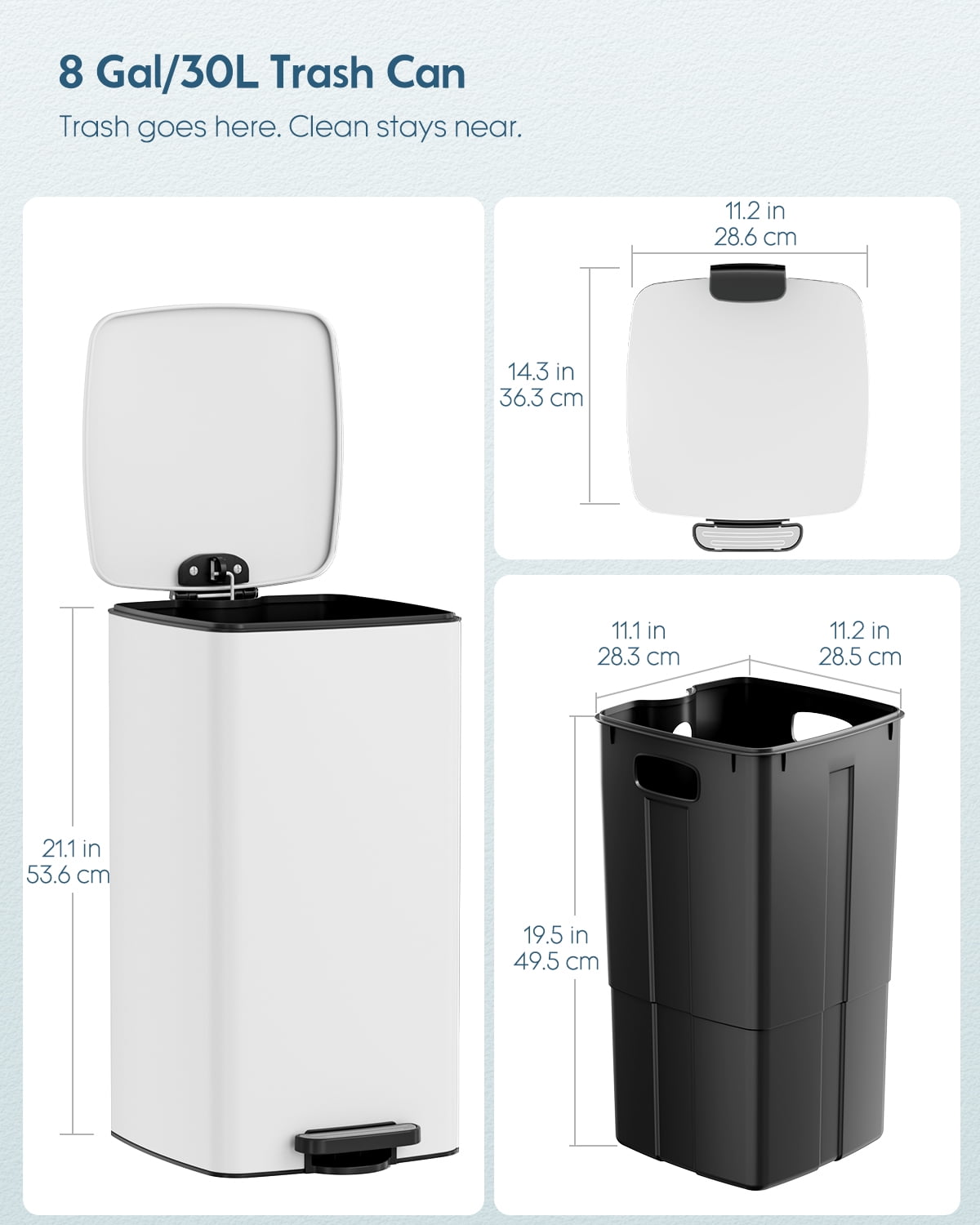 Arlopu 8 Gallon Step Trash Can, Stainless Steel Kitchen Garbage Can