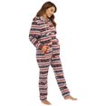 thumbnail image 4 of Mono de una pieza con cremallera para mujer, pijama de franela con capucha y estampado a rayas para invierno y Navidad, ropa para el hogar, 4 of 4