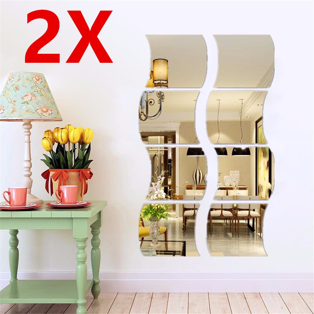 12pcs Set Mini 3d Mirror Wall Stickers Home Decoration Room Decal Mural Art Diy