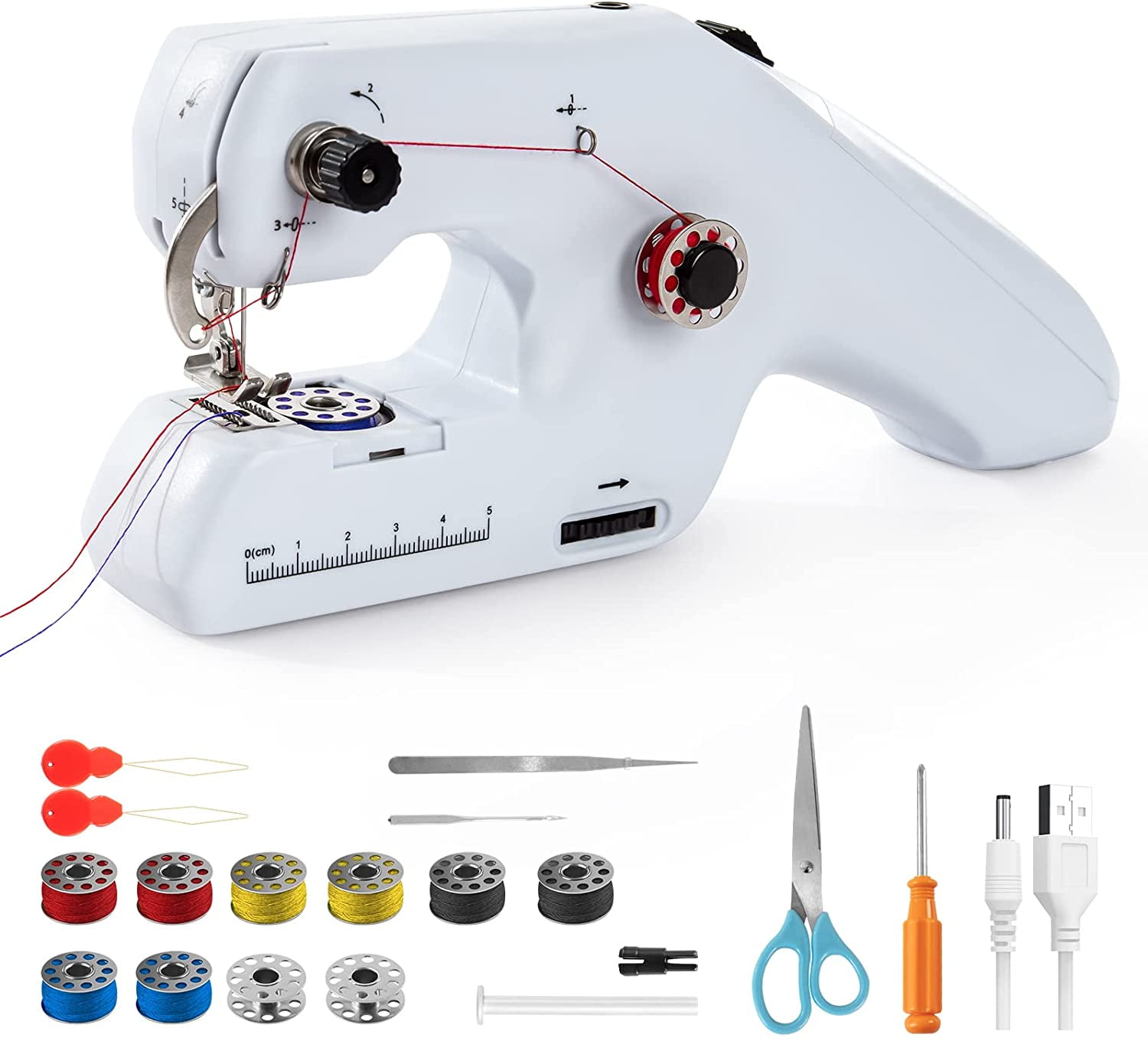 Zerrale Portable Handheld Sewing Machine Basic Easy to Use for Adults and Kids,12 Built-in Stitches 2 Speeds Double Multifunction Electric 