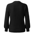 thumbnail image 2 of Vedolay Cropped Sweater Womens Crewneck Oversized Pullover 2023 Fall Cable Knit Long Sleeve Sweaters,Black L, 2 of 4