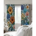thumbnail image 4 of Boho Colorful Floral Kitchen Curtains Spring Flowers Vintage Abstract Art Cafe Short Curtains for Bathroom Blackout Window Curtain Small Window Treatment Drapes for Bedroom Living Room 52"x45"x2, 4 of 9