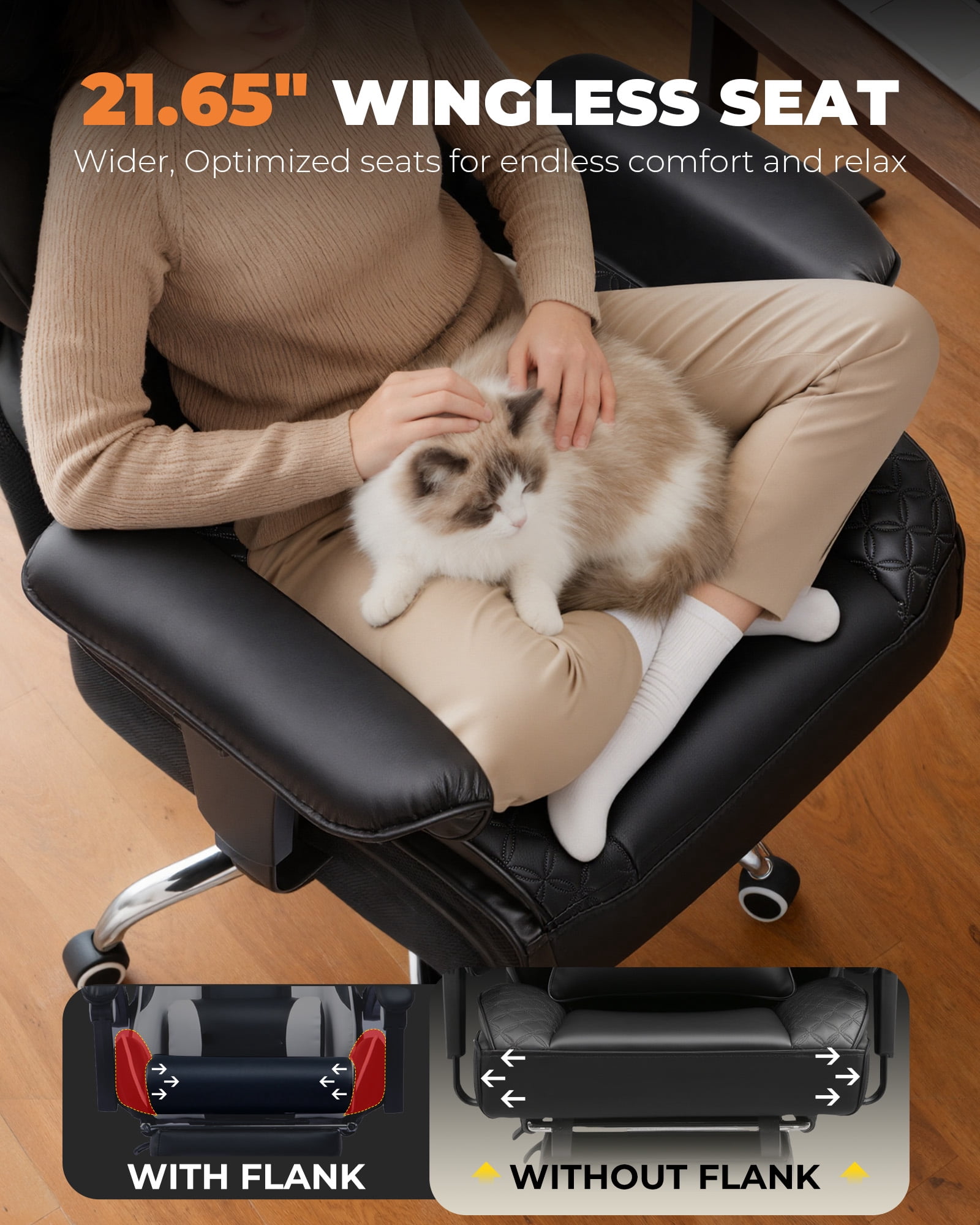CloudRest Pro 400lbs Executive heavy duty office chair, High Back Ergonomic Computer Desk Chair with Lumbar Back Support,Black