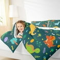 thumbnail image 4 of Homewish Cartoon Cute Dinosaur Full Size Comforter Sets, Kawaii Animal Lover Bedding Comforter Set, Rustic Plant Botanical Reversible Bedding Sets, Breathable Home Decor, 3pcs, 4 of 8