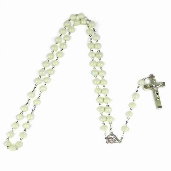 Glow In Dark Rosary Beads Luminous Noctilucent Necklace Catholicism Jewelry Gift S0Y4