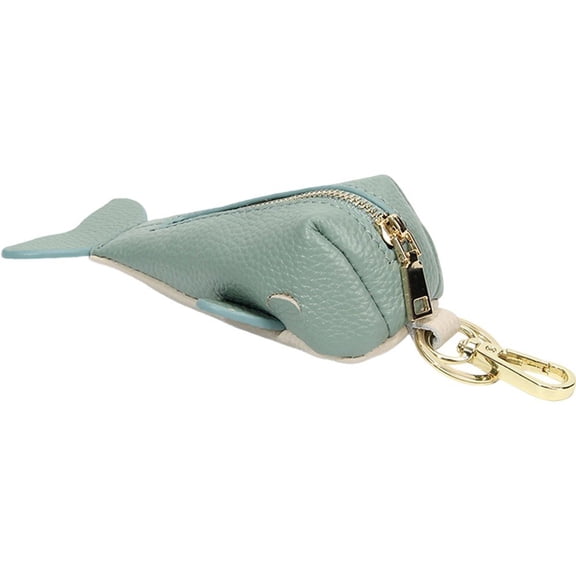 Vjnyvs Leather Coin Purse Mini Zipper Change Purse Keychain Cute Whale Key Ring Coin Holder Wallet For Headset Lipstick Jewelry