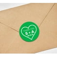 thumbnail image 3 of Darling Souvenir Round 45 Pieces Heart Thank You Stickers Personalized Bride Groom Initials And Date Envelope Seals-Green, 3 of 4