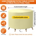 thumbnail image 2 of Jane Stone Custom Size 128"x28" Round Patio Furniture Cover,Heavy Duty 420D Oxford PU Coated Waterproof Outdoor Table & Chair Cover,UV Resistant,Breathable Air Vents,All-Season Protection,White, 2 of 6