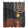thumbnail image 6 of Abstract Mid Century Shower Curtain for Bathroom Decor 72Wx72H Inches Boho Neutral Men Arch Sun Leaves Minimalist Modern Geometric Simple Brown Gold Fabric Waterproof Polyester 12 Pack Hooks, 6 of 6