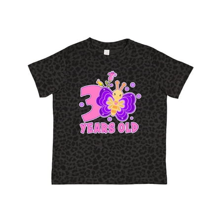 

Inktastic 3 Years Old with Butterfly and Flowers Gift Toddler Toddler Girl T-Shirt