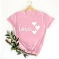 thumbnail image 4 of Valentines Day Outfit Women,Womens Fashionable Valentine'S Day Printed T-Shirt Round Neck Short Sleeve Soft Comfortable Casual Date Night Cute Top Pink M, 4 of 5
