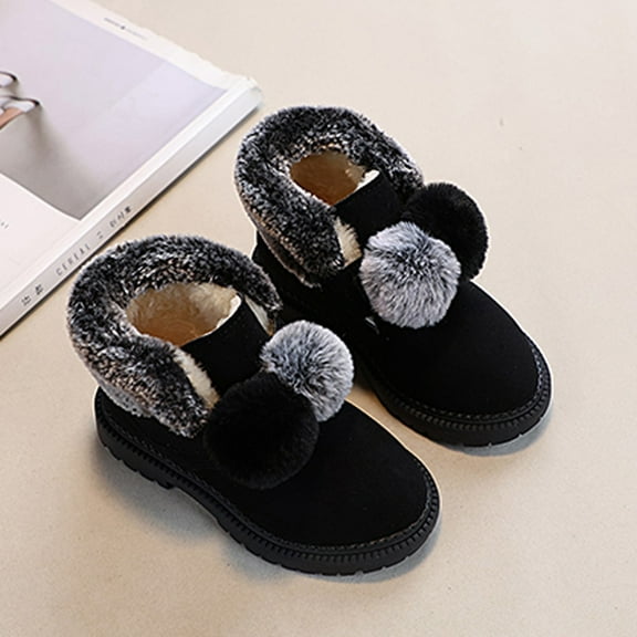 Ulitacool Toddler Girls Boots Girls' Autumn And Winter Boots Thick Soles Non Warm Solid Color Zipper Shoes Lightweight Basic Shoes 36 Black