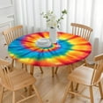 thumbnail image 3 of Colorful Tie Dye Mandala Pattern Round Fitted Tablecloth with Elastic Edge,Dining Table Cover Waterproof,Outdoor Round Tablecloth for Camping,Dining,Indoor and Outdoor, 3 of 7