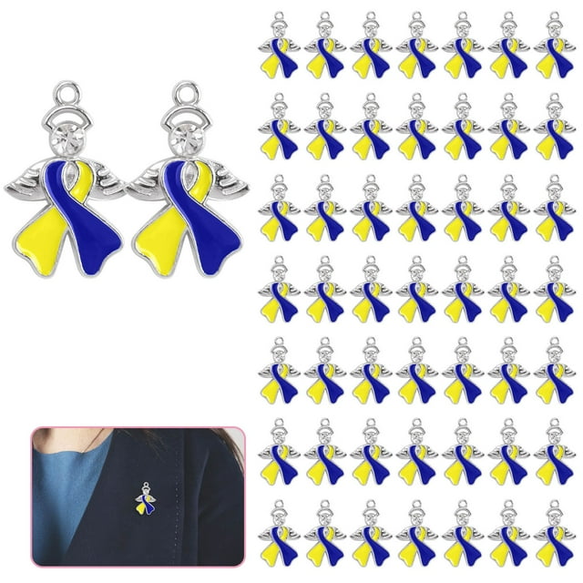 Alloy Angel Brooche With Like & Ribbon Bow Emblem For Care & Mutual Support Groups 50 Pieces Set