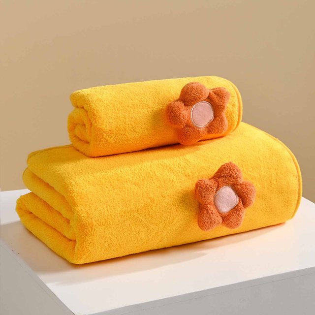 Toalla de Terciopelo Coral Xihbxyly Bordada con girasoles Absorbente espesa