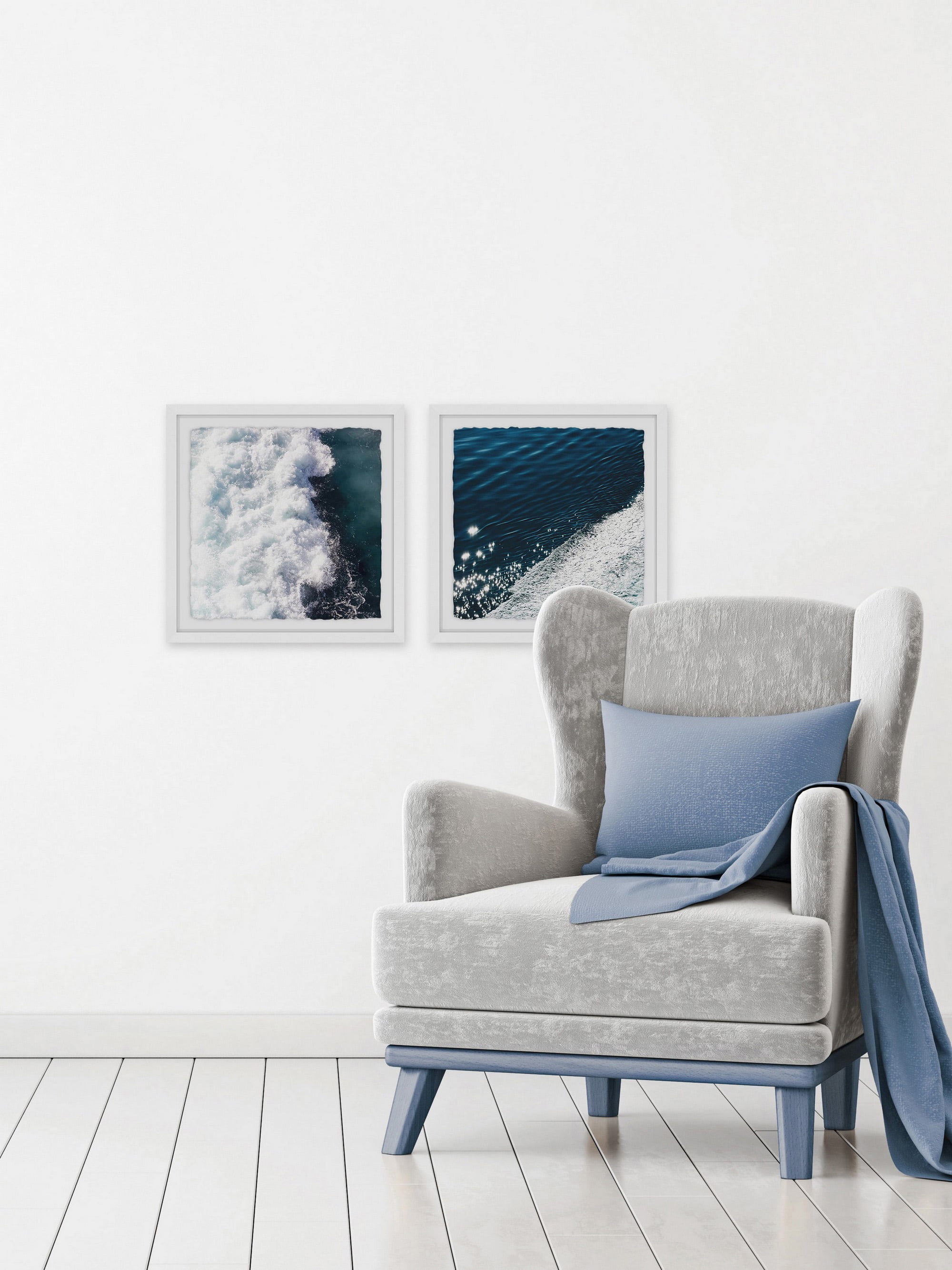 Midnight Blue Wave II Diptych