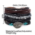 thumbnail image 4 of Pulsera de cordón de cuero tejido para hombres y mujeres, brazalete moderno cuentas de hojas de cuero, 4 of 9