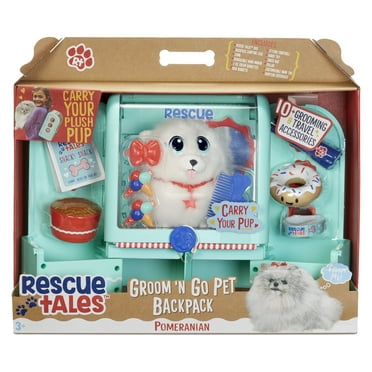 Rescue Tales Groom 'N Go Pet Backpack, w/ Plush Pet Pomeranian Stuffed Toy Animal Playset, 9  Accessories, Gifts for Kids, Toys for Girls & Boys 3 4 5 