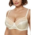 thumbnail image 2 of Deyllo Women Minimizers Bra Plus Size Full Coverage Lace Underwire Bras No Padding Soft Cups Ivory Bralette Bra Clothes Size 42C, 2 of 3