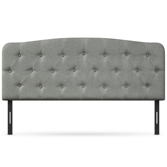Topbuy Tufted Upholstered Full Size Headboard Adjustable Height Light Grey