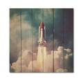 thumbnail image 3 of Designart "Taking Off of a Spaceship I" Modern Print on Natural Pine Wood, 3 of 5