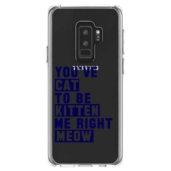 DistinctInk Clear Shockproof Hybrid Case for Samsung Galaxy S9  PLUS (6.2" Screen) - TPU Bumper Acrylic Back Tempered Glass Screen Protector - You've Cat to be Kitten Me Meow