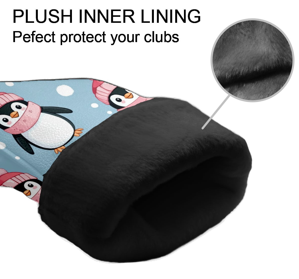 Golf Club Covers PU Leather Waterproof Head Covers for Fairway Woods Hybrids Cartoon Penguin Pattern