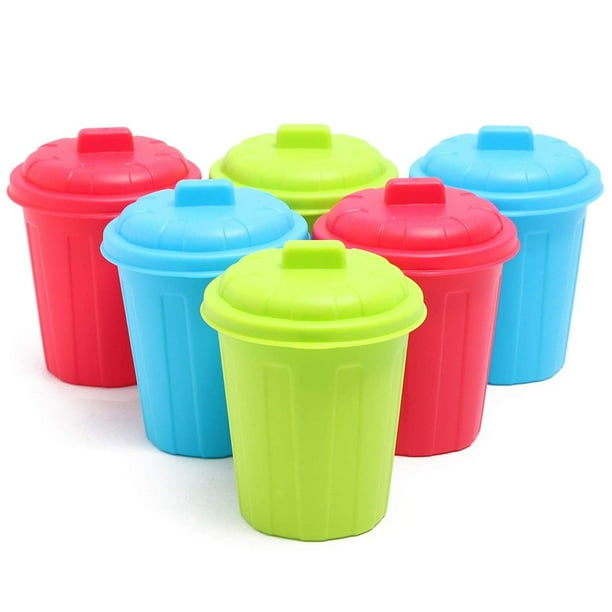 6 Pcs Plastic Desktop Mini Garbage Cans Desk Organizer Storage Set for