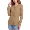 thumbnail image 2 of Uvplove Women's Classic Cable Knit Cardigan Sweater - Button Down Crew Neck Long Sleeve Soft Chunky Knit Khaki Casual Fall Outerwear,Khaki,L, 2 of 8