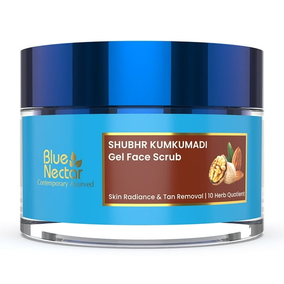 Blue Nectar Walnut Gel Face Scrub for Deep Exfoliation Tan removal and Glowing Skin (50g, 10 Herbs)