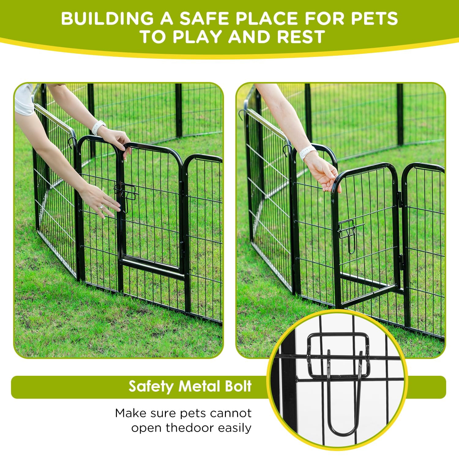 XF XINFENG Dog Playpen 24 inch 6 Panels Metal Dog Pen Pet Dog Fence Outdoor Exercise Pen with Doors,Pet Puppy Playpen for RV Camping Yard, Black