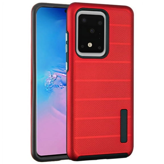 Samsung Galaxy S20 ULTRA (6.9") Phone Case Drop-Protection Soft Hybrid Impact Heavy Duty Dual Layers Body Protective Textured Anti Slip Armor Rubber Rugged TPU Cover RED for Samsung Galaxy S20 Ultra