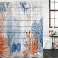 thumbnail image 4 of Small Stall Shower Curtain 36x72 Inch Narrow Half Size Orange Navy Blue Coral Bath Curtains Bathroom Decor, Summer Beach Coastal Ocean Wooden Waterproof Fabric Shower Curtain Set with Hooks 36 Inch, 4 of 7