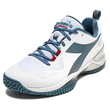 Diadora Men`s Blushield Torneo 2 AG Tennis Shoes White and Oceanview ( 9 )