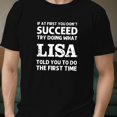 thumbnail image 1 of Graphic Print T-Shirt for Men - Polyester Crew Neck Short Sleeve Tee, Casual Summer Knit Fabric Top with 'What LISA Told' Slogan, Regular Fit Adult Geometric Pattern Shirt for Daily Wear, 1 of 5