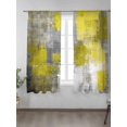 thumbnail image 2 of Sheer Curtains 63 Inch Length 2 Panels Set for Bedroom, Yellow Grey Semi Sheer Curtains for Windows, Modern Oil Painted Abstract Art Aesthetics Voile Window Treatments Rod Pocket Curtain, 2 of 7