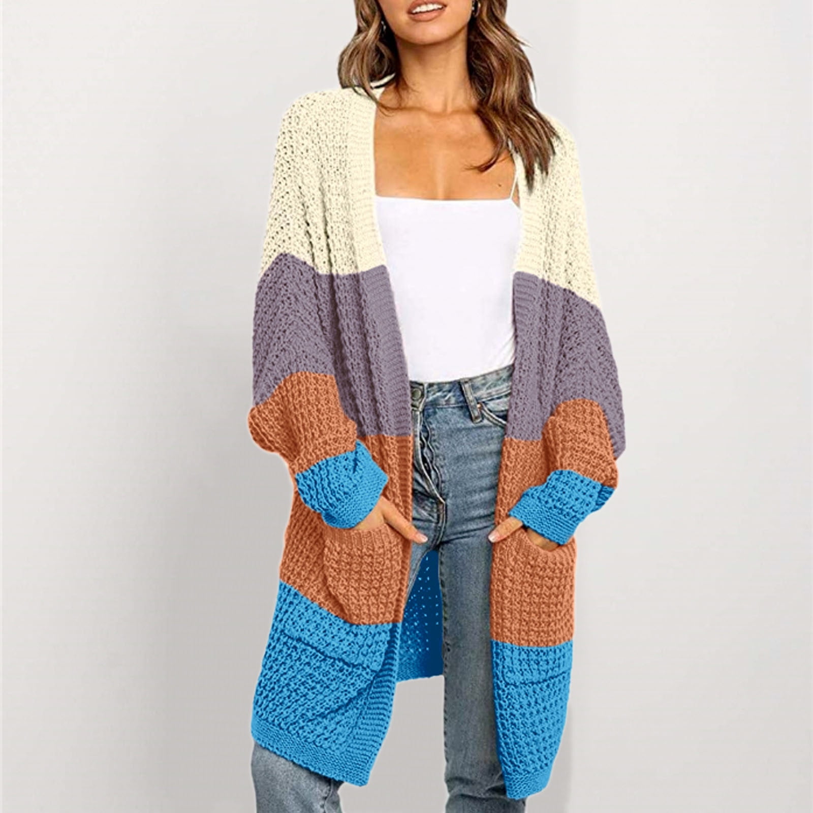 CAICJ98 Womens Color Block Striped Draped Kimono Cardigan Long Sleeve Open  Front Casual Knit Sweaters Coat Soft Outwear Fall Clothes For Women 2022  Pink,XL - Walmart.com