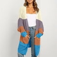thumbnail image 2 of Lindreshi Cardigan Sweaters for Women Womens Boho Patchwork Cardigan Long Sleeve Open Front Knit Sweaters Coat Pockets, 2 of 8