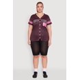thumbnail image 3 of Womens Plus Size Striped New York Print Jersey Mesh Tee, 3 of 5