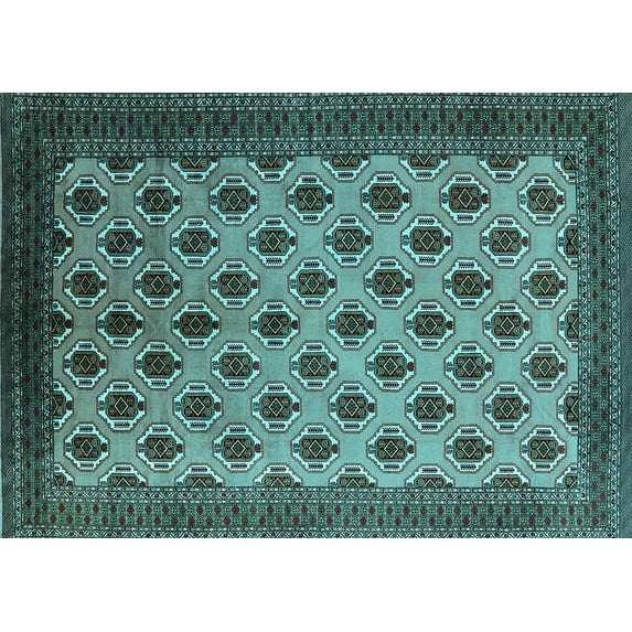 Ahgly Company Indoor Rectangle Oriental Light Blue Industrial Area Rugs, 6' x 9'